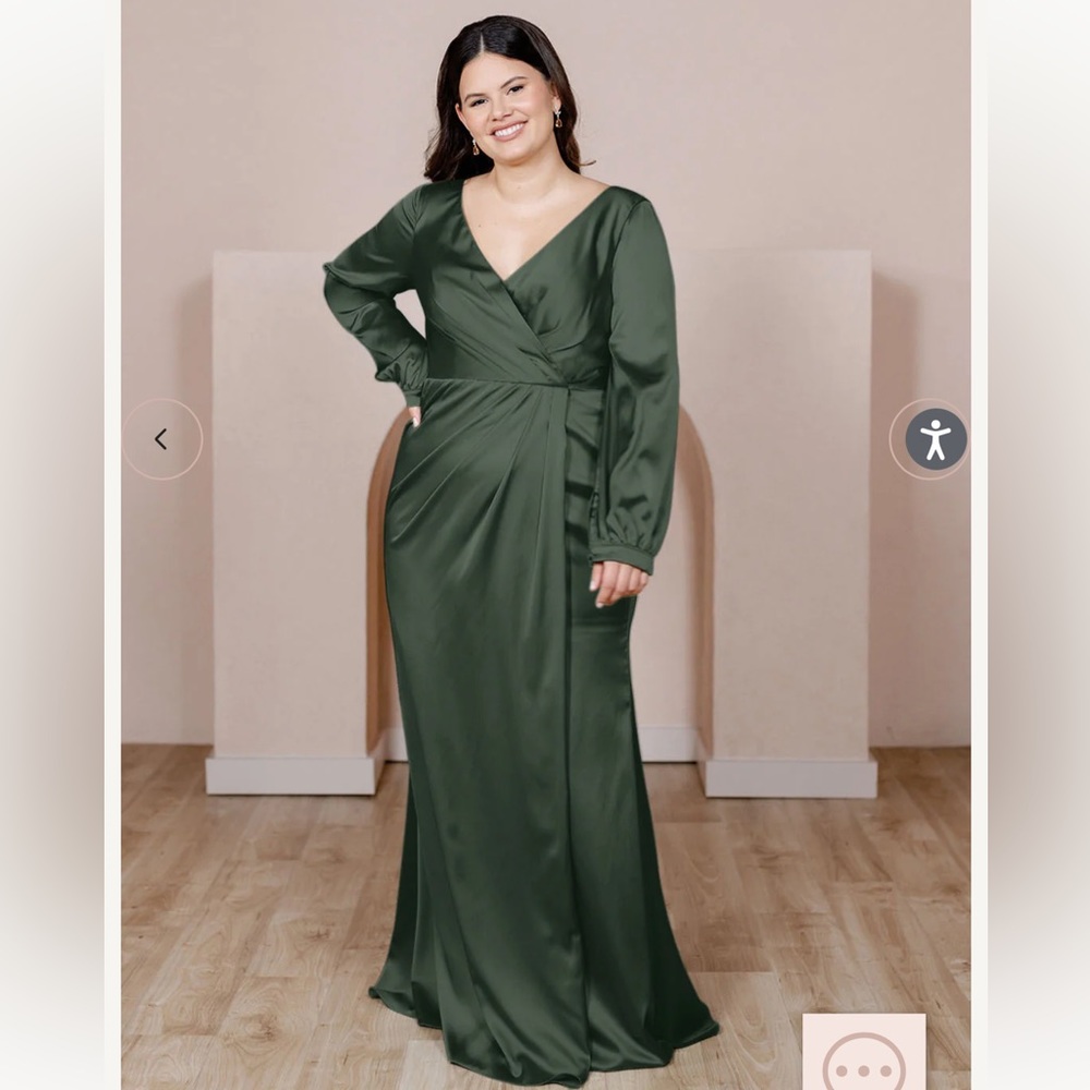 Revelry deep olive satin Vera dress